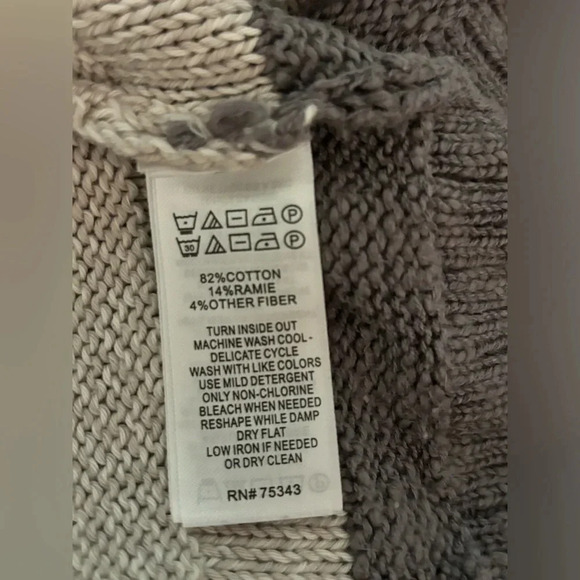 Max Studio Womens Long Sleeve Gray White Striped Sweater Cotton Blend Size Small - Picture 3 of 5